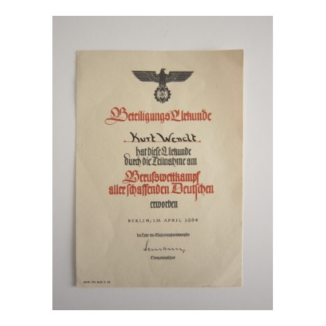 Hitler youth (participation certificate)