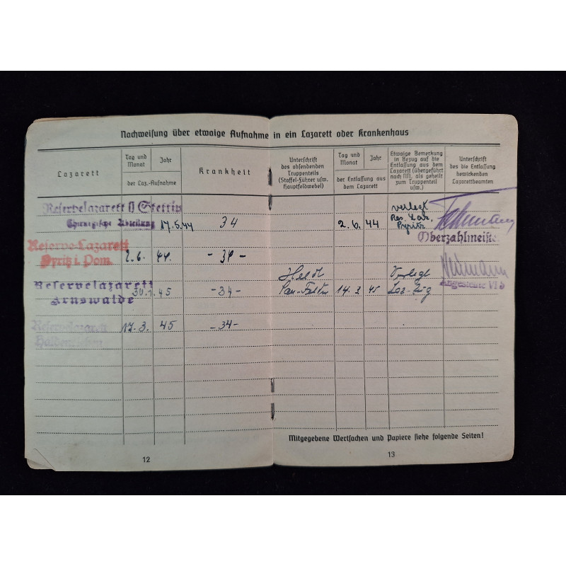 Soldbuch teniente de Flak Artillerie - Bruno Mado Medals
