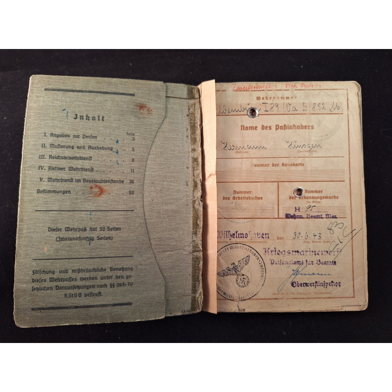 Wehrpass veterano I y II GM (Kriegsmarine) - Bruno Mado Medals
