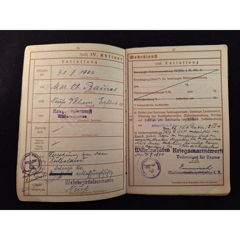 Wehrpass veterano I y II GM (Kriegsmarine) - Bruno Mado Medals
